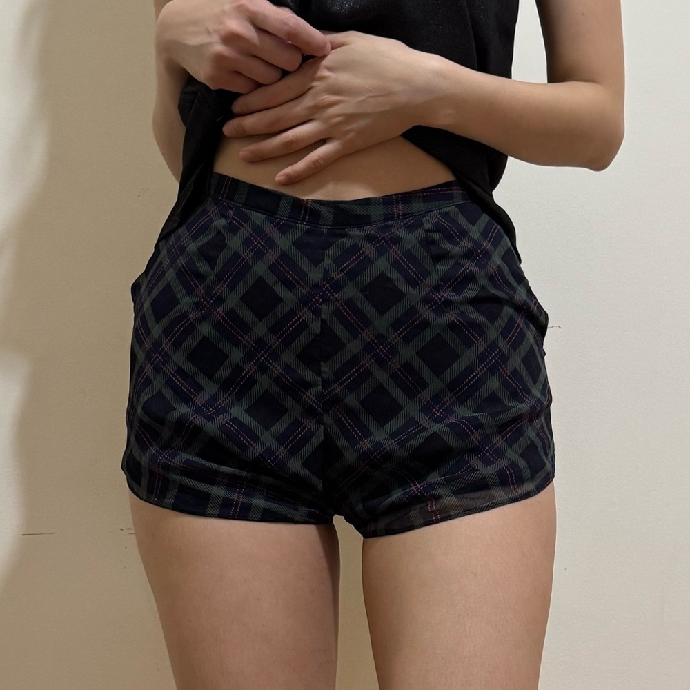 Plaid Women's Shorts front zip